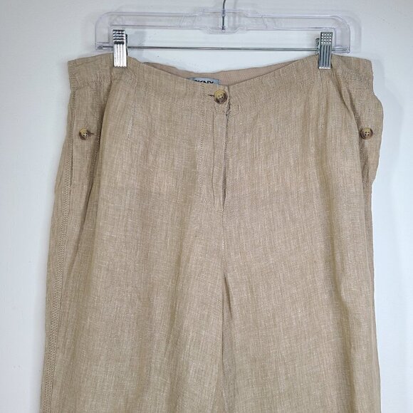 Vintage DKNY Linen Lagenlook Tan Beige Flowy Ankle Crop Pants - Picture 5 of 9